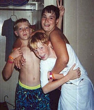 Ben, Justin and Eric horsing around at Camp Kulaqua in 1998